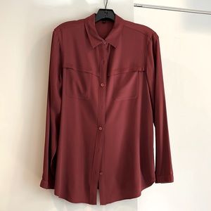 Theory silk button down blouse. Dark red. Size M. Very good condition.